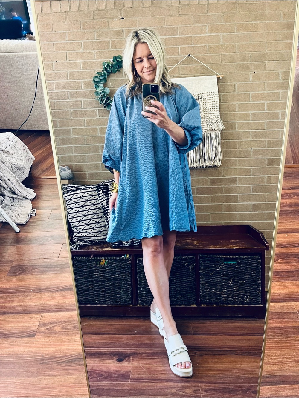Umgee Light Blue Textured Collared Tunic